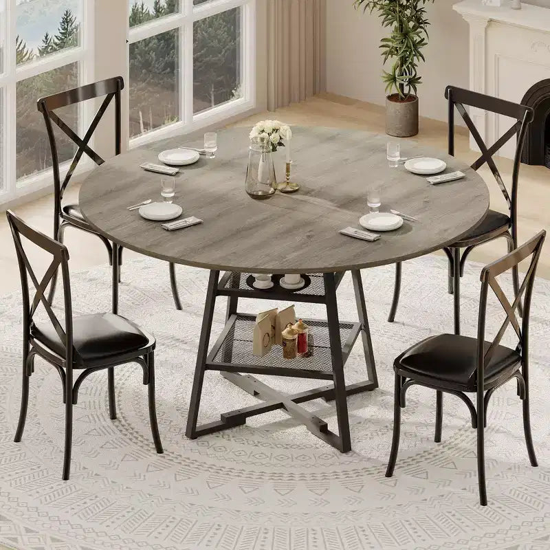 Tables de salle à manger pour 4, ensemble table de salle à manger ronde avec rangement, table de cuisine haute 42 pouces