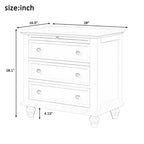 Table de chevet avec 3 tiroirs, pieds en bois massif, tablette coulissante en bois de pin, table d'appoint moderne.