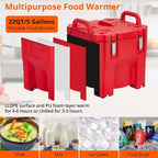 Bac isotherme de transport alimentaire, capacité de 20,8 L, boîte chaude empilable, avec cuillère, roues et fermeture sécurisée, pour la restauration, les réunions de famille, les cantines, les restaurants