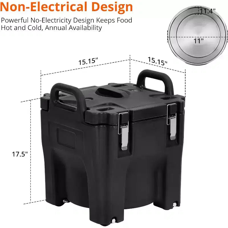 Bac isotherme de transport alimentaire, capacité de 20,8 L, boîte chaude empilable, avec cuillère, roues et fermeture sécurisée, pour la restauration, les réunions de famille, les cantines, les restaurants