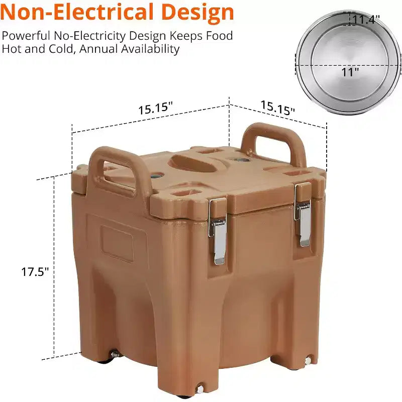 Bac isotherme de transport alimentaire, capacité de 20,8 L, boîte chaude empilable, avec cuillère, roues et fermeture sécurisée, pour la restauration, les réunions de famille, les cantines, les restaurants