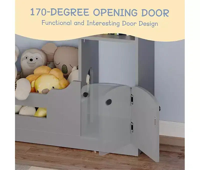 Étagère à Livres et Organisateur de Rangement de Jouets pour Enfants à 3 Niveaux avec Lumière à Détecteur de Mouvement C Porte-Livres en Bois pour Salles de Jeux, Salles de Classe et Chambres à Coucher