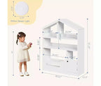 Étagère à Livres et Organisateur de Rangement de Jouets pour Enfants à 3 Niveaux avec Lumière à Détecteur de Mouvement C Porte-Livres en Bois pour Salles de Jeux, Salles de Classe et Chambres à Coucher