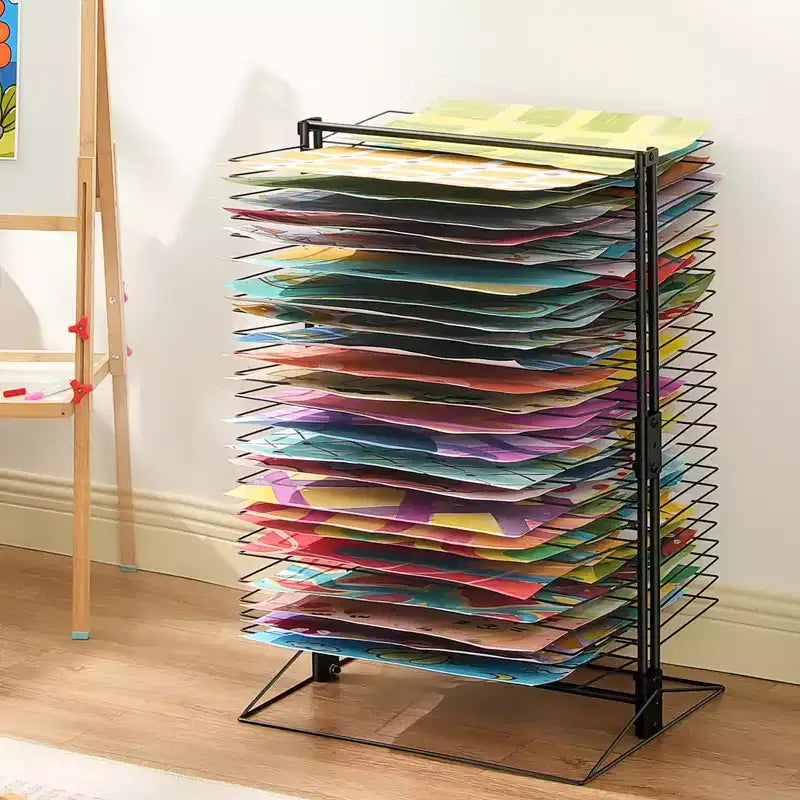 Séchoir d'art VEVOR, 50 étagères amovibles 50 x 43 x 76 cm, support de séchage pour peinture avec base stable, séchoir en acier au carbone, noir
