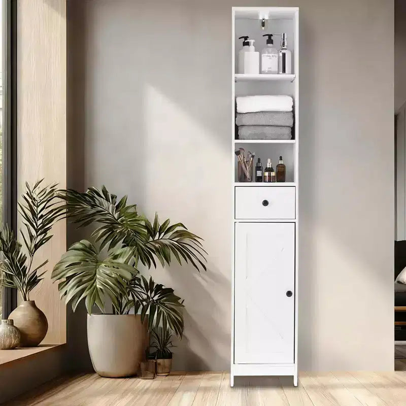 Meuble haut de salle de bain, 66,9" Armoire autoportante moderne avec étagère ouverte, tiroir et porte pour l'organisation de la salle de bain, Meuble de rangement