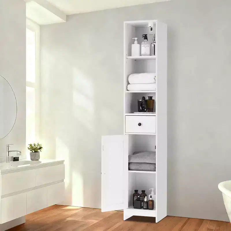 Meuble haut de salle de bain, 66,9" Armoire autoportante moderne avec étagère ouverte, tiroir et porte pour l'organisation de la salle de bain, Meuble de rangement