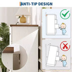 Commode haute 5 tiroirs cannelée avec poignées métalliques, rangement en bois peu encombrant pour appartement et chambre d'amis