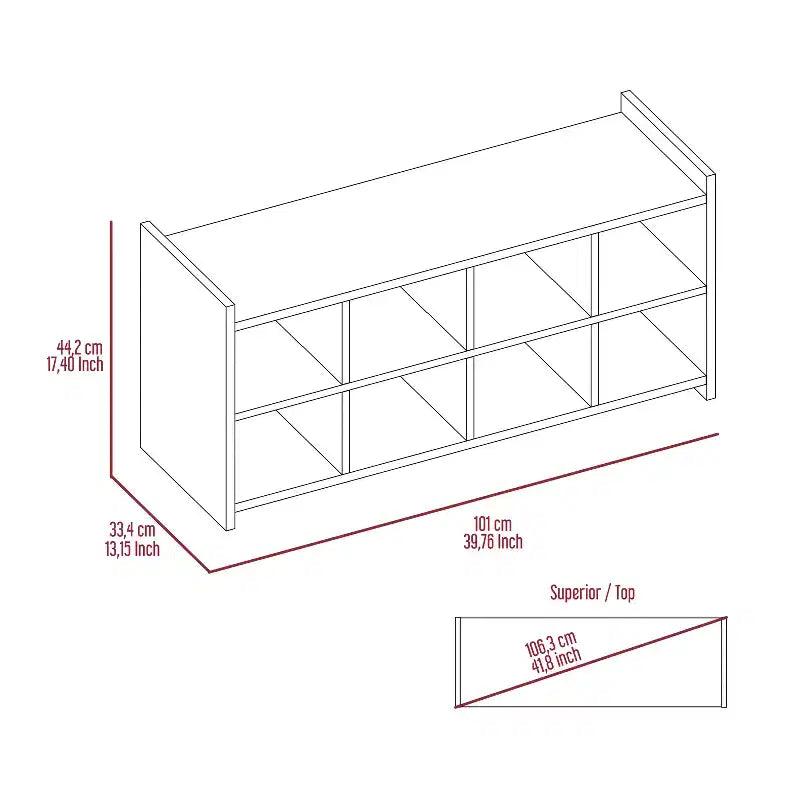 Meuble à chaussures pour entrée, finition acajou café, rangement 8 paires, entrée, vestiaire