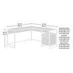 GDFStudio Rowan, bureau d'angle de 150 cm en bois et métal, avec tiroir de classement
