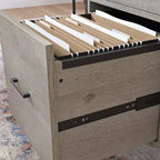 GDFStudio Rowan, bureau d'angle de 150 cm en bois et métal, avec tiroir de classement