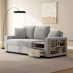 Christopher Knight Home Arvi Causeuse moderne en chenille de 79,3 po avec console, accoudoir de rangement et oreillers