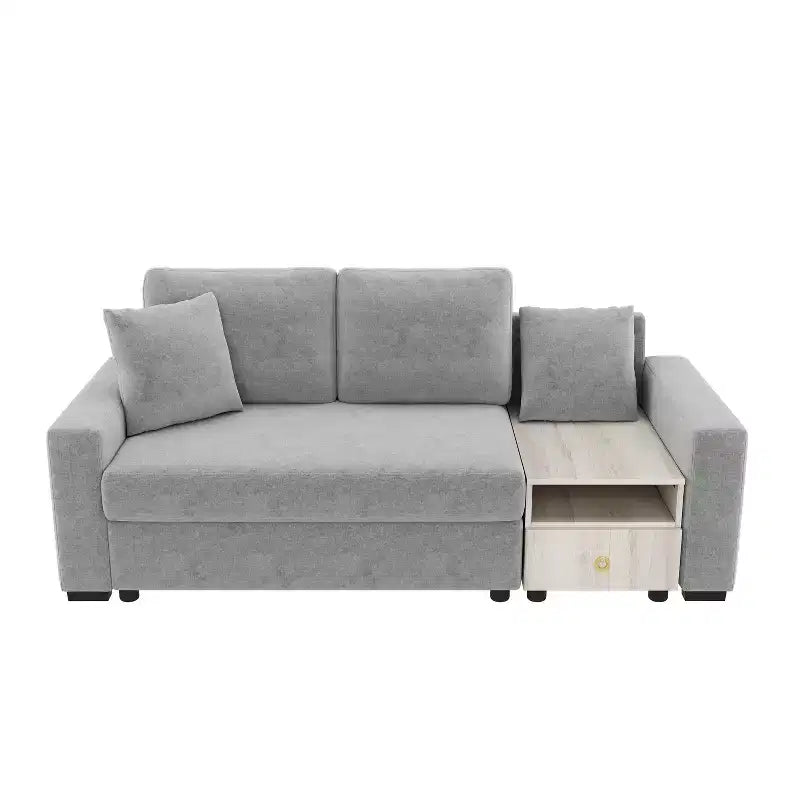 Christopher Knight Home Arvi Causeuse moderne en chenille de 79,3 po avec console, accoudoir de rangement et oreillers