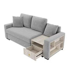 Christopher Knight Home Arvi Causeuse moderne en chenille de 79,3 po avec console, accoudoir de rangement et oreillers