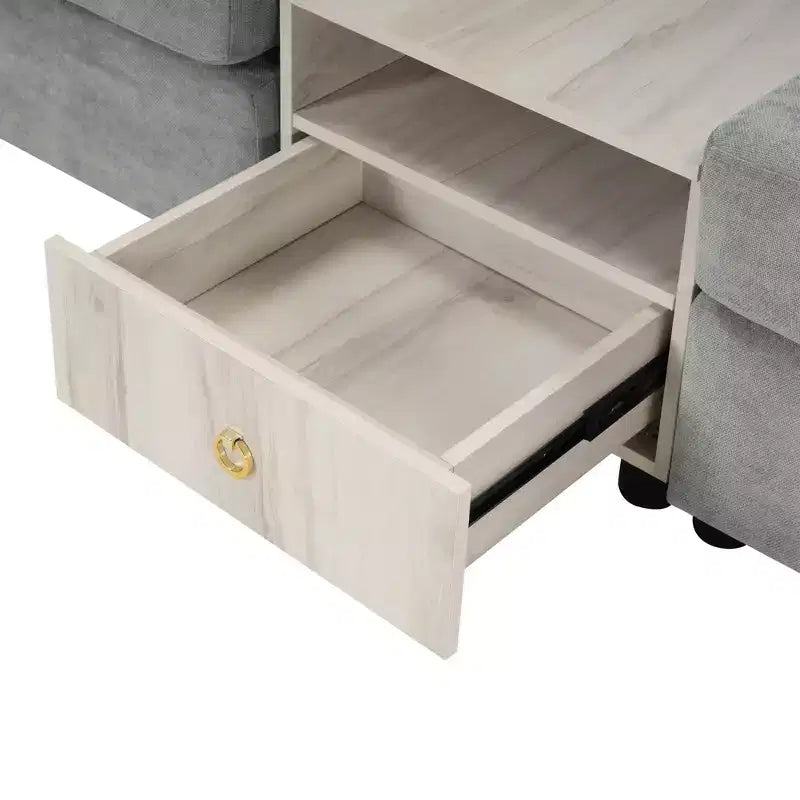 Christopher Knight Home Arvi Causeuse moderne en chenille de 79,3 po avec console, accoudoir de rangement et oreillers