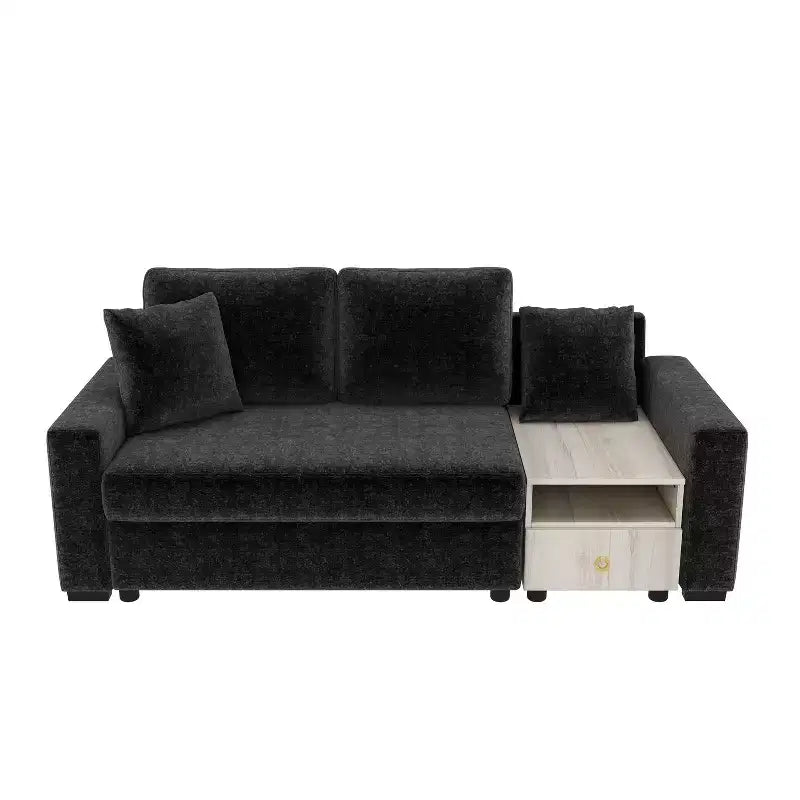 Christopher Knight Home Arvi Causeuse moderne en chenille de 79,3 po avec console, accoudoir de rangement et oreillers
