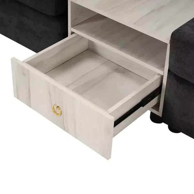 Christopher Knight Home Arvi Causeuse moderne en chenille de 79,3 po avec console, accoudoir de rangement et oreillers