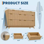 Commode 7 tiroirs cannelée, 137 cm de large, design moderne à profil incurvé, grand meuble de rangement pour chambre, salon, couloir