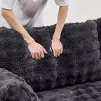 Karl Home | Canapé-lit de salon surdimensionné en polaire bouclée de 93 pouces de large Grand canapé sans accoudoirs King Size pour salon