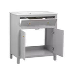 Meuble-lavabo de salle de bain de 30 po avec évier, armoire de rangement de salle de bain avec tiroirs et portes à fermeture douce, meuble-lavabo simple, gris