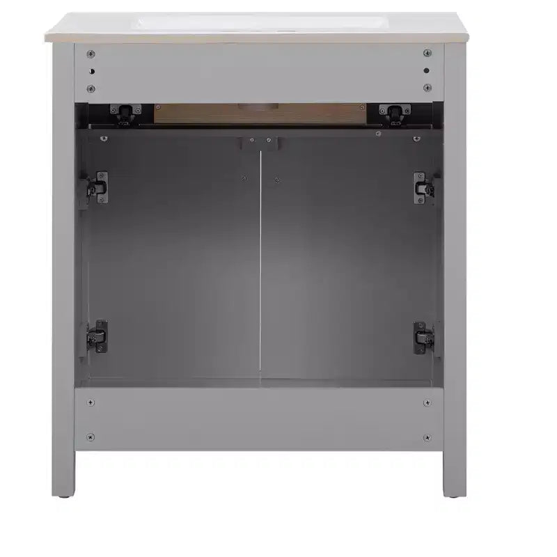 Meuble-lavabo de salle de bain de 30 po avec évier, armoire de rangement de salle de bain avec tiroirs et portes à fermeture douce, meuble-lavabo simple, gris