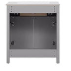 Meuble-lavabo de salle de bain de 30 po avec évier, armoire de rangement de salle de bain avec tiroirs et portes à fermeture douce, meuble-lavabo simple, gris