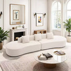 GDFStudio Xevor 130.5 Modern 4-Seater Terrycloth Upholstered Curved Sofa with 3 Pillows