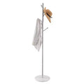 Freestanding Coat Rack with Marble Base and 8 Hooks, Modern Stainless Steel Hall Tree for Entryway