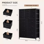 Commode de rangement haute TUYOHW à 16 tiroirs, commode en acier robuste avec plateau en bois pour placards et chambre à coucher, tiroirs de 3 tailles, capacité de 15,9 kg
