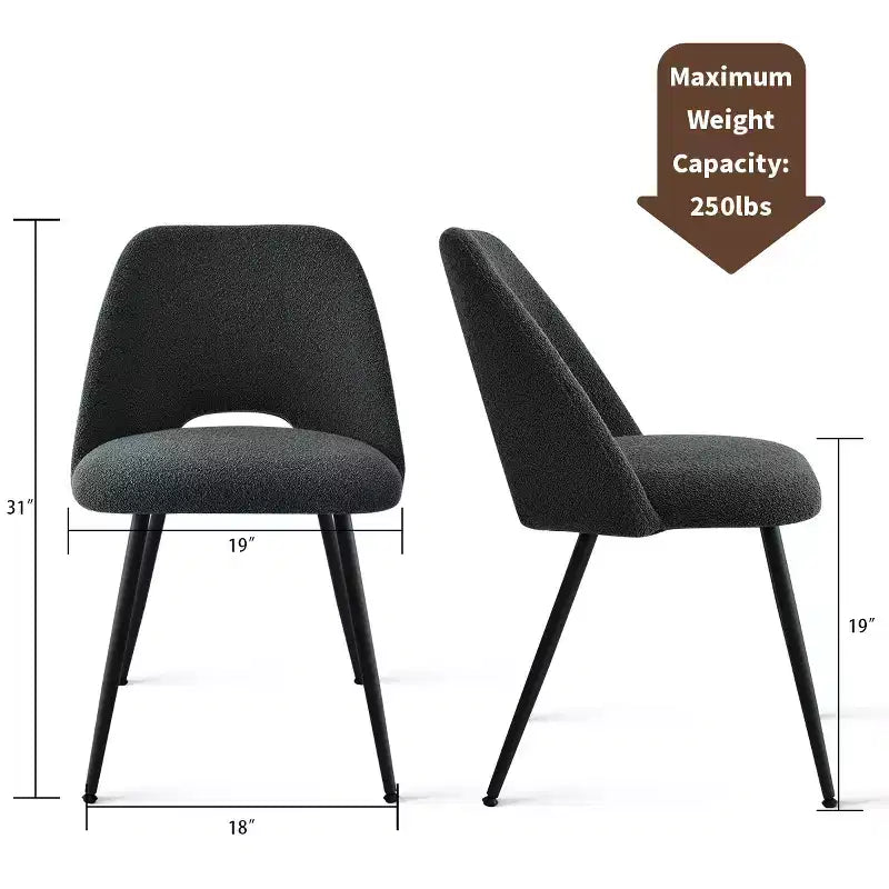 Panipeachy Chaises de salle à manger rembourrées (lot de 4), chaise d'appoint moderne en imitation peau de mouton avec pieds noirs mats