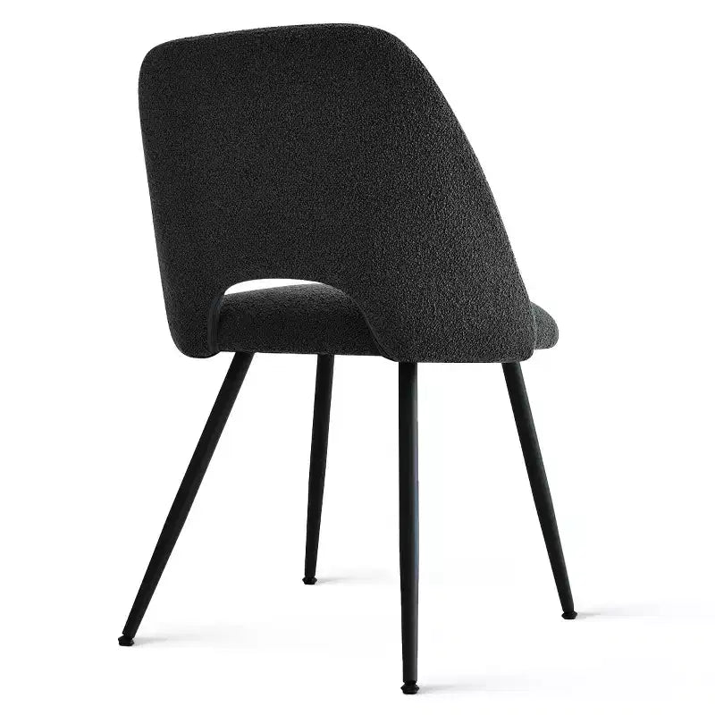 Panipeachy Chaises de salle à manger rembourrées (lot de 4), chaise d'appoint moderne en imitation peau de mouton avec pieds noirs mats