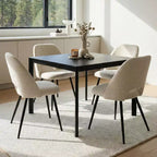 Panipeachy Chaises de salle à manger rembourrées (lot de 4), chaise d'appoint moderne en imitation peau de mouton avec pieds noirs mats