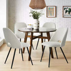 Panipeachy Chaises de salle à manger rembourrées (lot de 4), chaise d'appoint moderne en imitation peau de mouton avec pieds noirs mats