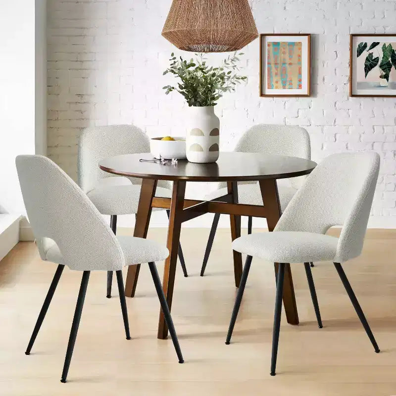 Panipeachy Chaises de salle à manger rembourrées (lot de 4), chaise d'appoint moderne en imitation peau de mouton avec pieds noirs mats