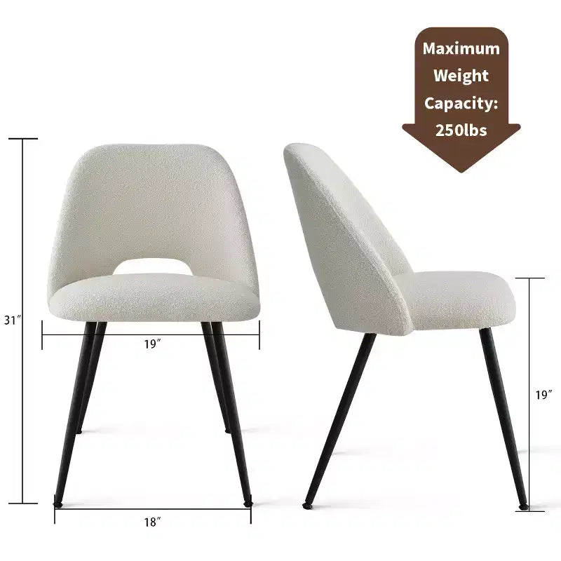 Panipeachy Chaises de salle à manger rembourrées (lot de 4), chaise d'appoint moderne en imitation peau de mouton avec pieds noirs mats