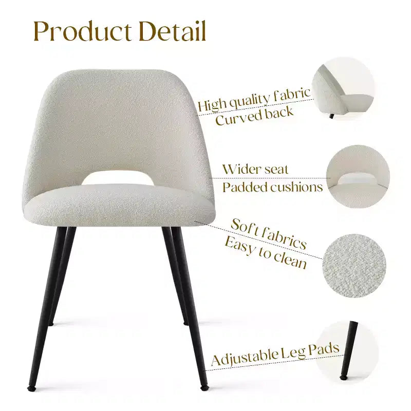 Panipeachy Chaises de salle à manger rembourrées (lot de 4), chaise d'appoint moderne en imitation peau de mouton avec pieds noirs mats