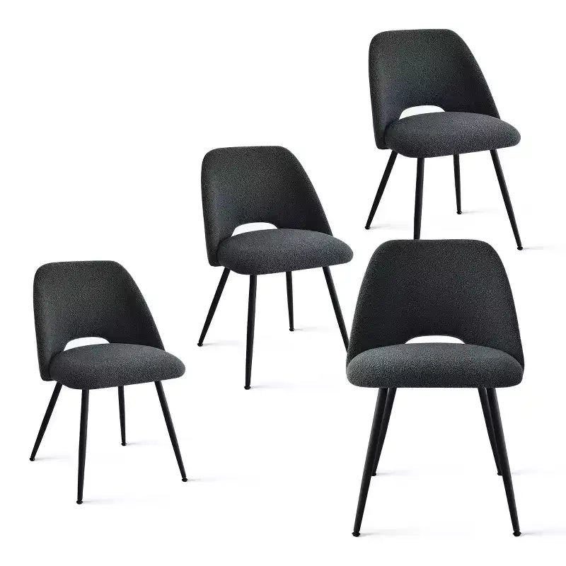 Panipeachy Chaises de salle à manger rembourrées (lot de 4), chaise d'appoint moderne en imitation peau de mouton avec pieds noirs mats