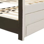 Lit plateforme capitonné en lin Luxystar avec lit gigogne et 3 tiroirs pour salon