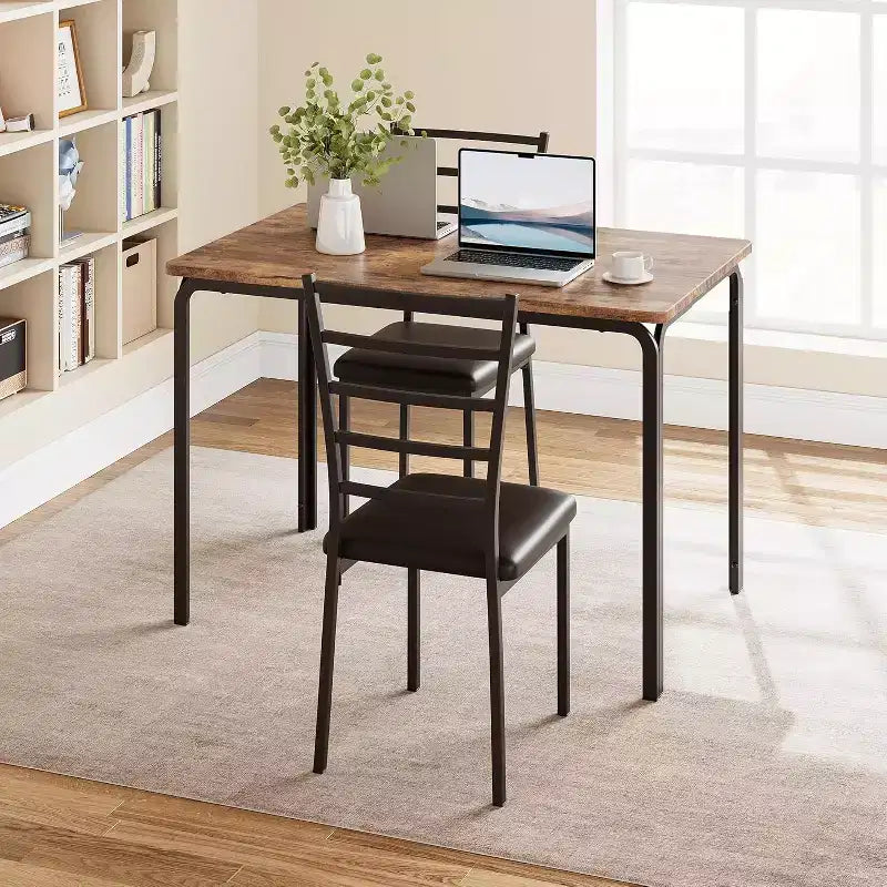 Ensemble table à manger pour 2 personnes avec repose-pieds et dossier, ensemble table de bar avec 3 chaises rembourrées, ensemble table et chaises de bar