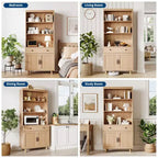 Étagère à Livres Grande 6 Niveaux avec Portes et Tiroir, Meuble de Rangement avec Étagères Ouvertes, Étagère à Livres en Bois Autonome de 184 cm pour Salon, Chambre