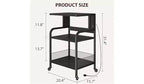 Meuble d'imprimante à 3 niveaux robuste avec roulettes, capacité de 68 kg, support d'imprimante avec pieds réglables, étagère de rangement industrielle en métal