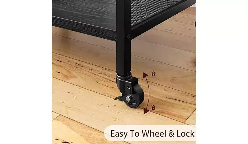 Meuble d'imprimante à 3 niveaux robuste avec roulettes, capacité de 68 kg, support d'imprimante avec pieds réglables, étagère de rangement industrielle en métal