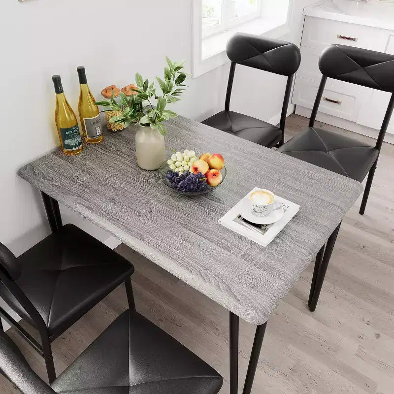 Ensemble table à manger et 4 chaises, table de cuisine en bois avec chaises rembourrées pour la cuisine