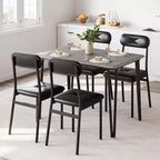 Ensemble table à manger et 4 chaises, table de cuisine en bois avec chaises rembourrées pour la cuisine