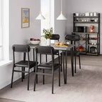 Ensemble table à manger et 4 chaises, table de cuisine en bois avec chaises rembourrées pour la cuisine