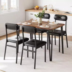 Ensemble table à manger et 4 chaises, table de cuisine en bois avec chaises rembourrées pour la cuisine