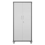 VIYET 71H Armoire de rangement en acier robuste avec roulettes et serrure - Étagères réglables, portes battantes, organiseur mobile pour garage/maison/bureau/école