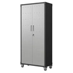 VIYET 71H Armoire de rangement en acier robuste avec roulettes et serrure - Étagères réglables, portes battantes, organiseur mobile pour garage/maison/bureau/école