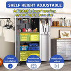VIYET 71H Armoire de rangement en acier robuste avec roulettes et serrure - Étagères réglables, portes battantes, organiseur mobile pour garage/maison/bureau/école