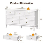 Commode moderne de 55 pouces pour chambre à coucher avec 7 tiroirs spacieux