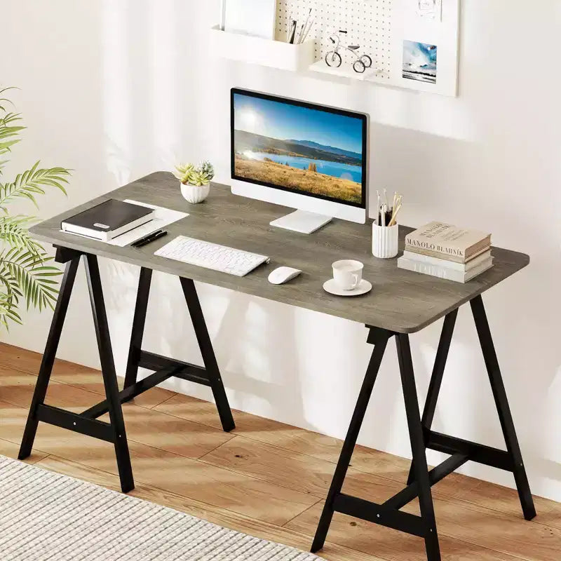Costway Plateau de Table Monobloc 48 x 24 avec Coins Arrondis Sûrs pour Bureau à Domicile DIY Noir/Naturel/Marron Rustique/Blanc/Gris